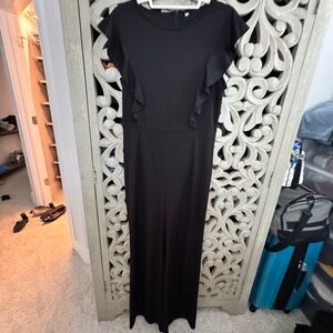 Elegant Black Ruffle Sleeve Jumpsuit